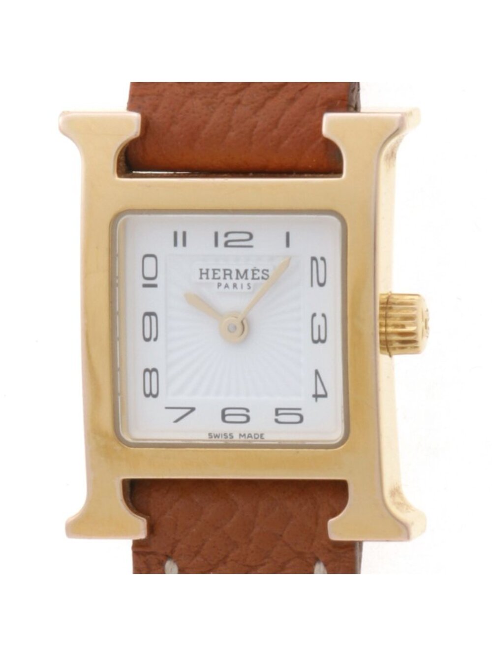 Hermes H Watch Mini Leather White Quartz